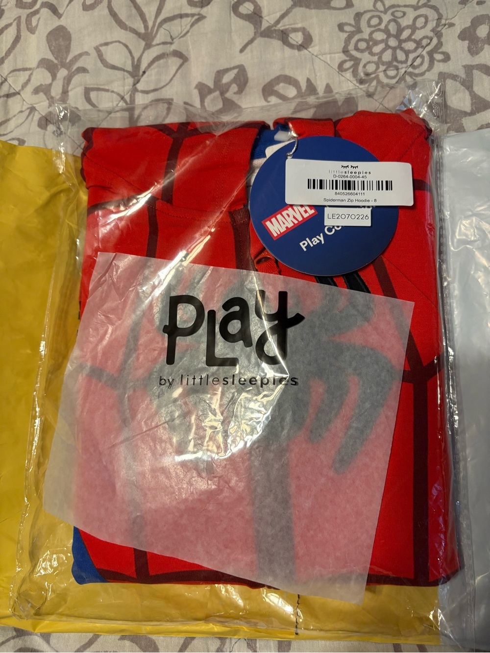 Little Sleepies Marvel Spidey Hoodie 8 NWT